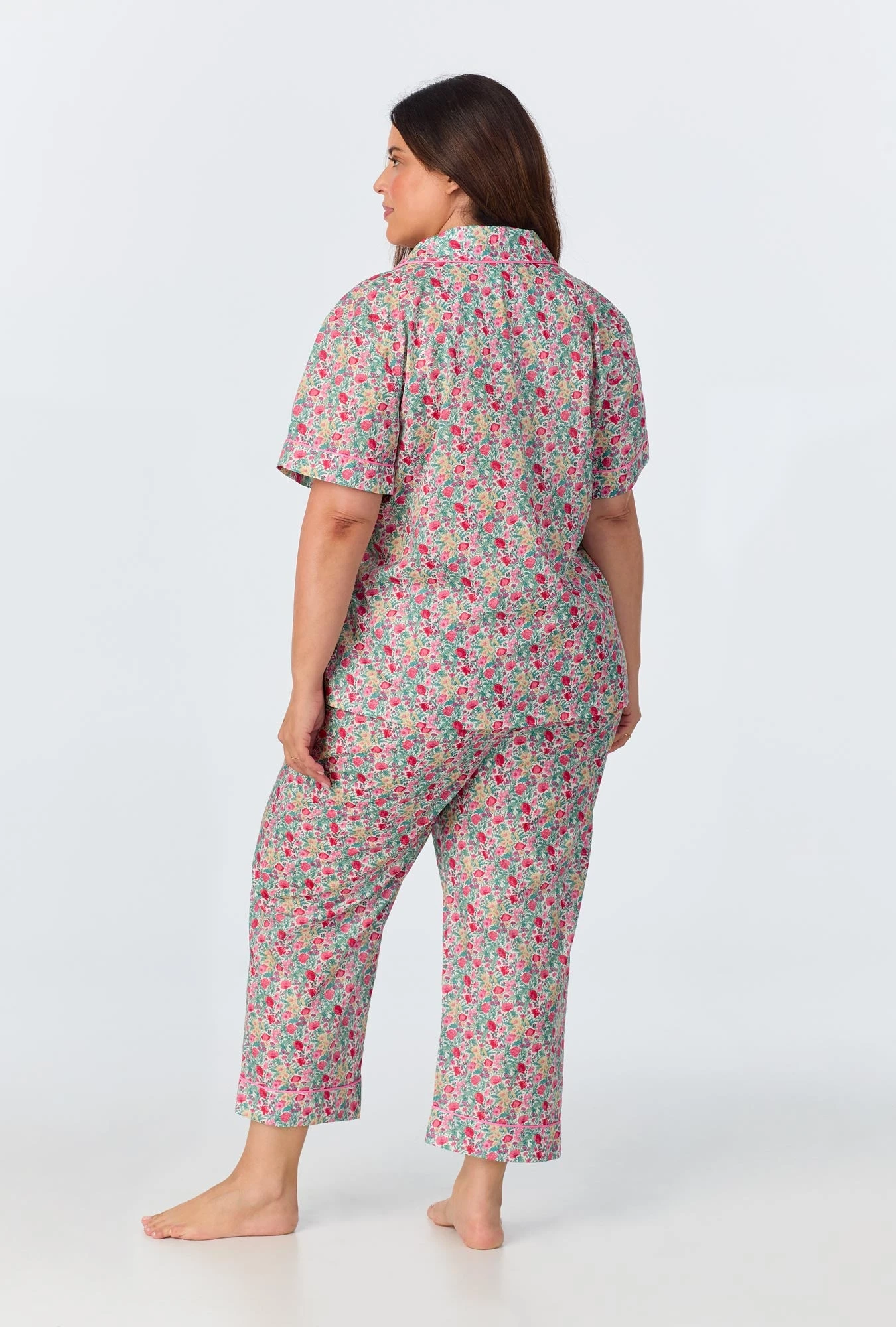 Florence May Short Sleeve Classic Woven Cotton Tana Lawn Cropped PJ Set Made With Liberty Fabrics 5 Florence May Short Sleeve Classic Woven Cotton Tana Lawn Cropped PJ Set Made With Liberty Fabrics - Image 5