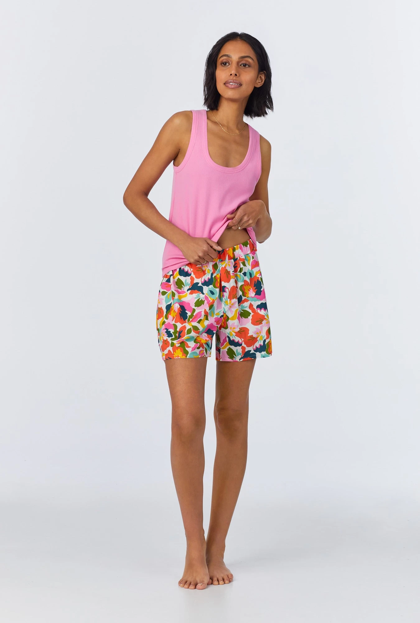 Lucia Knit Tank Woven Cotton Poplin Boxer PJ Set 2 Lucia Knit Tank Woven Cotton Poplin Boxer PJ Set - Image 2