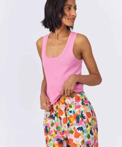 Lucia Knit Tank Woven Cotton Poplin Boxer PJ Set