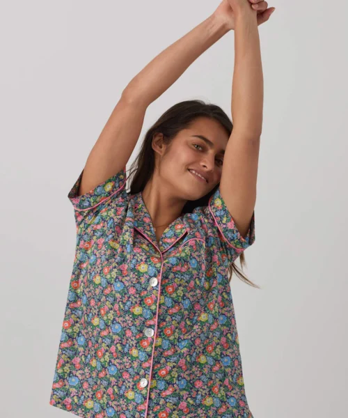 Clare Rich Short Sleeve Classic Woven Tana Lawn® Cropped PJ Set Made With Liberty Fabrics