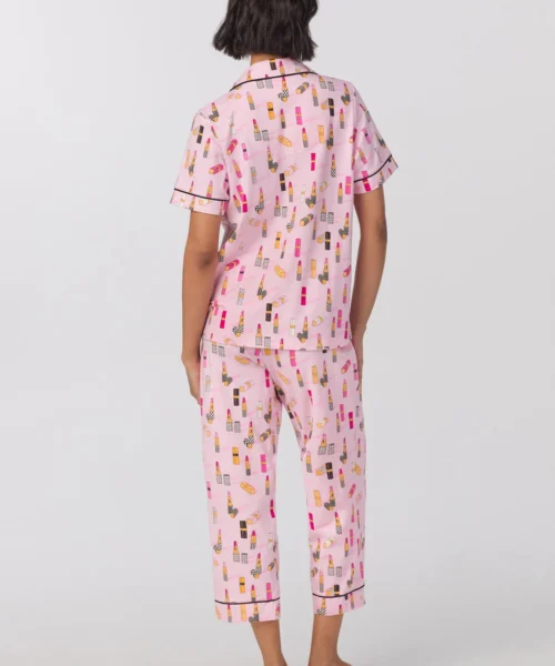 Pretty In Pink Short Sleeve Classic Stretch Jersey Cropped PJ Set 7 Pretty In Pink Short Sleeve Classic Stretch Jersey Cropped PJ Set -Bedheadpjs Pajama Shop 34 BH270073 1163B PRETTY IN PINK 1007 3