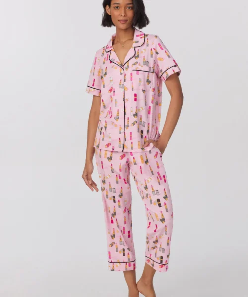 Pretty In Pink Short Sleeve Classic Stretch Jersey Cropped PJ Set