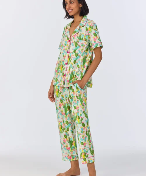 Cactus Garden Short Sleeve Classic Stretch Jersey Cropped PJ Set -Bedheadpjs Pajama Shop 34 BH270097 1244B CACTUS GARDEN 1097 2