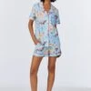Ciao Capri Short Sleeve Classic Woven Cotton Poplin Shorty PJ Set