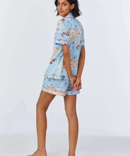 Ciao Capri Short Sleeve Classic Woven Cotton Poplin Shorty PJ Set -Bedheadpjs Pajama Shop 35 BH240093 1230B CIAO CAPRI 026 3