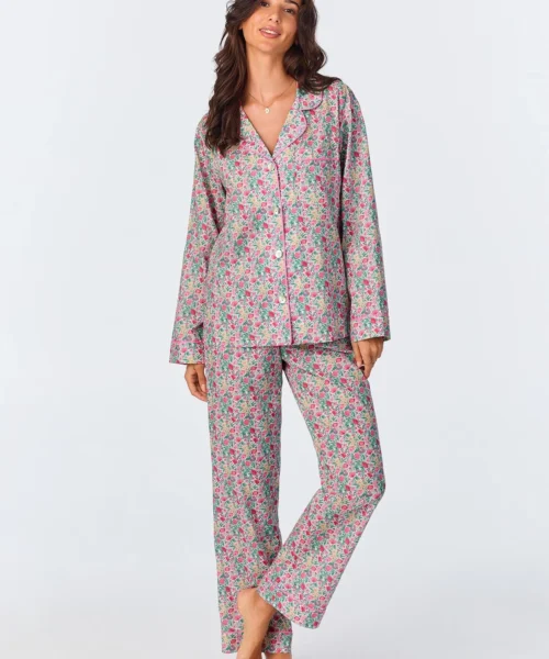 Florence May Long Sleeve Classic Woven Cotton Tana Lawn Long PJ Set Made With Liberty Fabrics