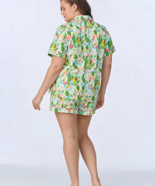 Cactus Garden Short Sleeve Classic Shorty Stretch Jersey PJ Set -Bedheadpjs Pajama Shop 35 plus size BH240097 1244B CACTUS GARDEN 439 3