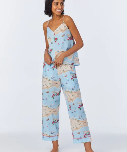Ciao Capri Cami Woven Cotton Poplin Cropped PJ Set