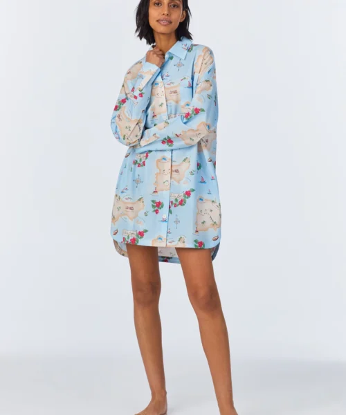 Ciao Capri High Low Woven Cotton Poplin Boyfriend Shirt