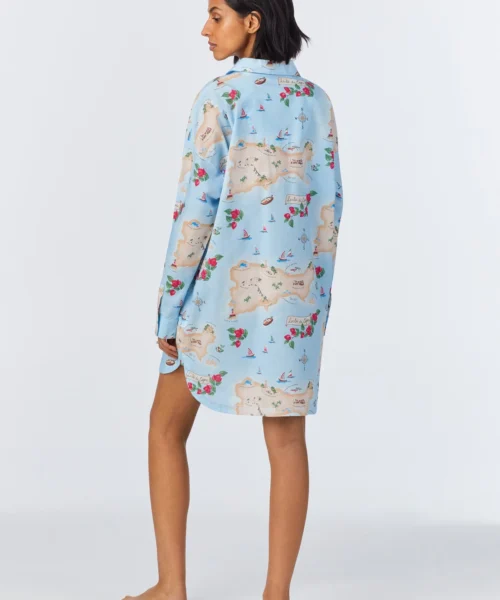 Ciao Capri High Low Woven Cotton Poplin Boyfriend Shirt -Bedheadpjs Pajama Shop 37 BH810093 1230B CIAO CAPRI 069 3