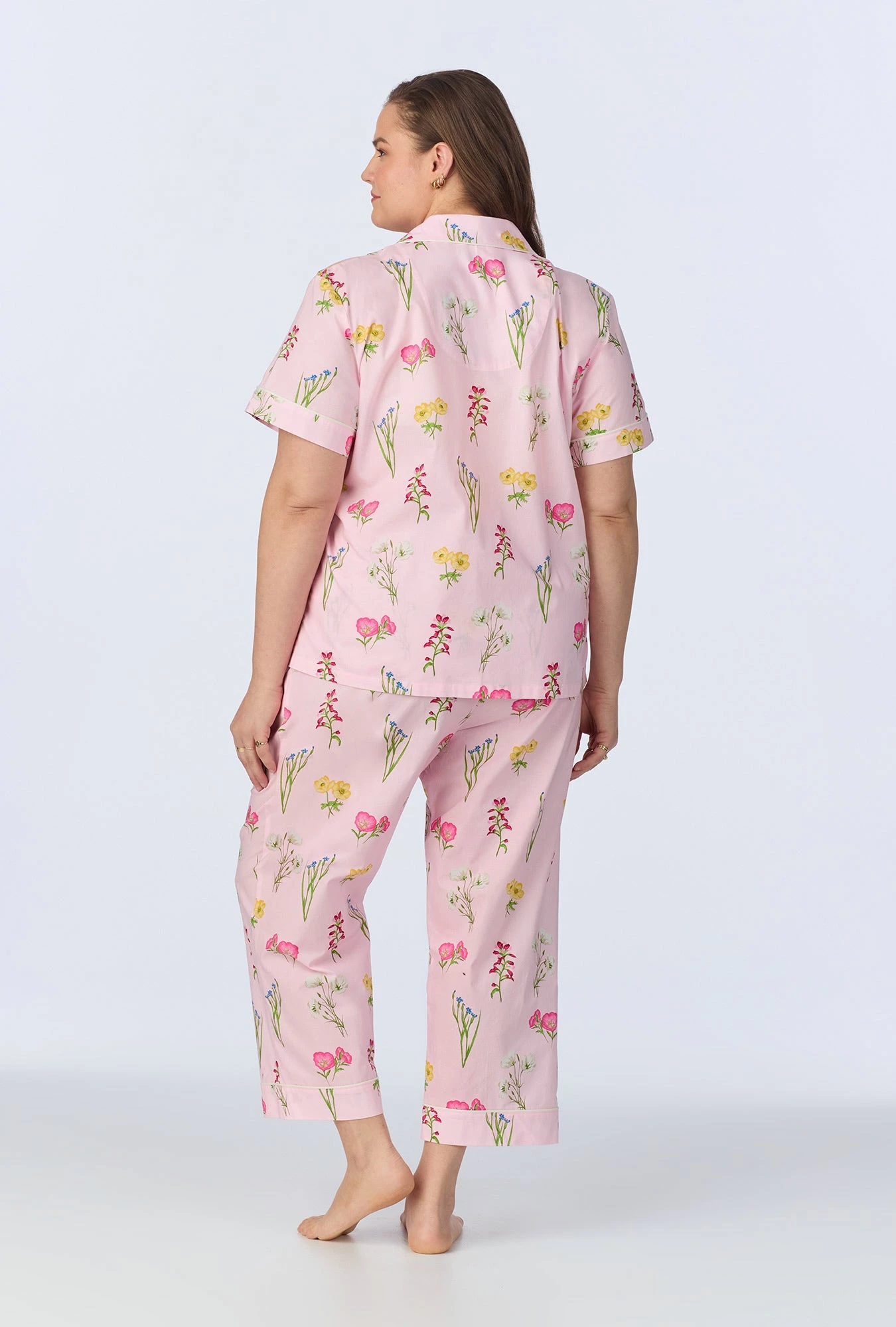 Western Wildflowers Short Sleeve Classic Woven Cotton Poplin Cropped PJ Set - Image 5