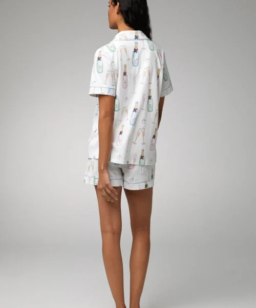 Champagne Wedding Short Sleeve Classic Shorty Stretch Jersey PJ Set -Bedheadpjs Pajama Shop 38 BH2427101 5083B CHAMPAGNE WEDDING 1360 BACK