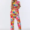 BedHead X Trina Turk Pop Floral Short Sleeve Classic Cropped Stretch Jersey PJ Set