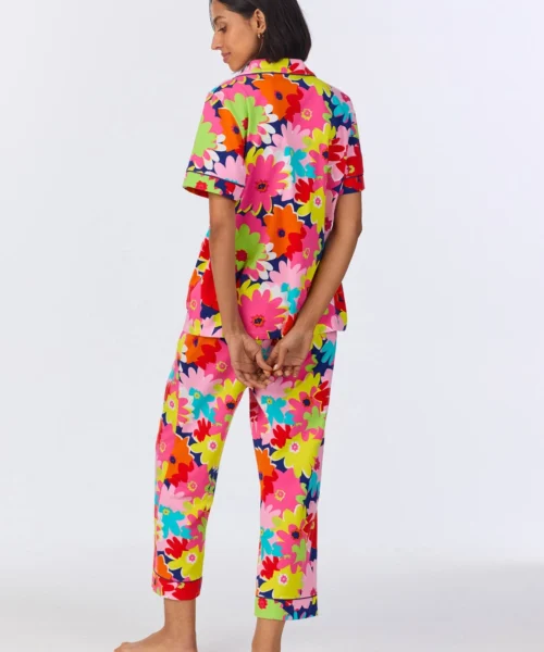 BedHead X Trina Turk Pop Floral Short Sleeve Classic Cropped Stretch Jersey PJ Set -Bedheadpjs Pajama Shop 41 BH270112 1270B POP FLORAL 1380 3