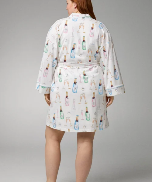 Champagne Wedding Banded Collar Stretch Jersey Robe -Bedheadpjs Pajama Shop 41 BH4427101 5083B CHAMPAGNE WEDDING 1139 BACK