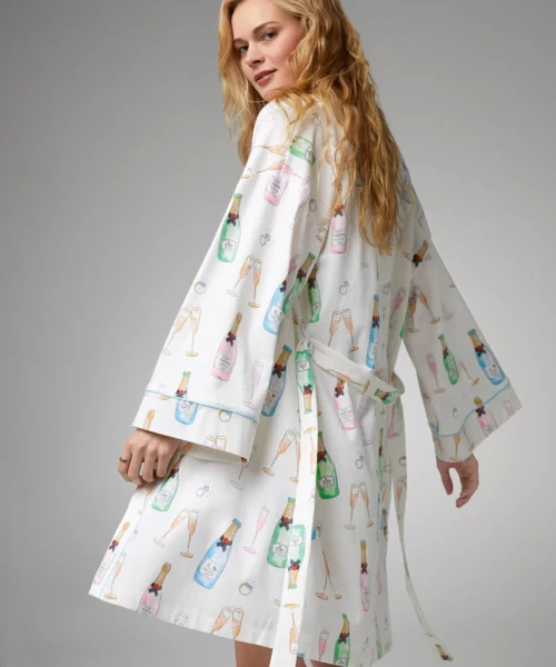 Champagne Wedding Banded Collar Stretch Jersey Robe -Bedheadpjs Pajama Shop 41 BH4427101 5083B CHAMPAGNE WEDDING 890 DETAIL 2