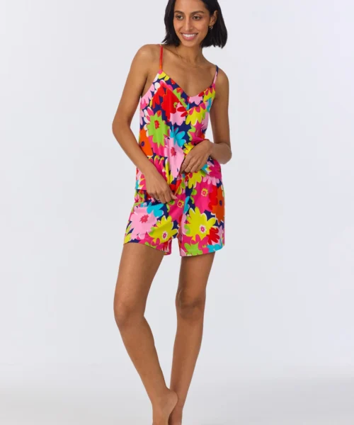 BedHead X Trina Turk Pop Floral Cami Shorty Stretch Jersey PJ Set