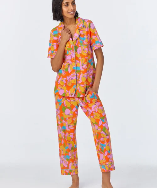 BedHead X Trina Turk Floral Short Sleeve Classic Cropped Stretch Jersey PJ Set