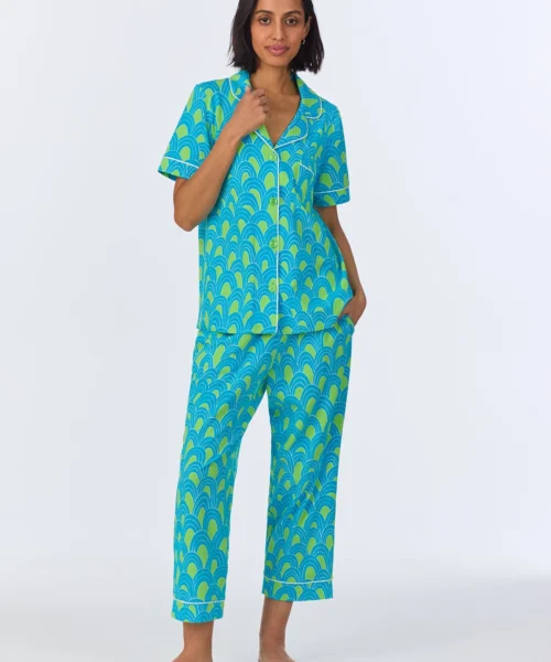 BedHead X Trina Turk Geo Arches Short Sleeve Classic Cropped Stretch Jersey PJ Set