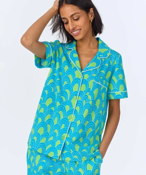BedHead X Trina Turk Geo Arches Short Sleeve Classic Cropped Stretch Jersey PJ Set 9 BedHead X Trina Turk Geo Arches Short Sleeve Classic Cropped Stretch Jersey PJ Set -Bedheadpjs Pajama Shop 43 BH270112 1271B GEO ARCHES 1436 4
