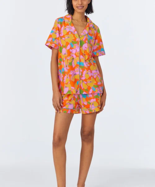 BedHead X Trina Turk Floral Short Sleeve Classic Shorty Stretch Jersey PJ Set