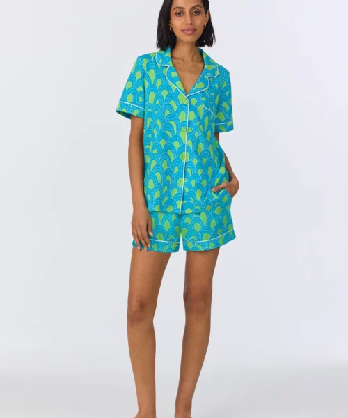 BedHead X Trina Turk Geo Arches Short Sleeve Classic Shorty Stretch Jersey PJ Set