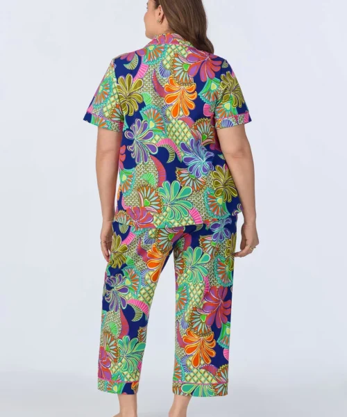 BedHead X Trina TurkZanzibar Short Sleeve Classic Cropped Stretch Jersey PJ Set -Bedheadpjs Pajama Shop 45 plus size BH270112 1272B ZANZIBAR 637 3
