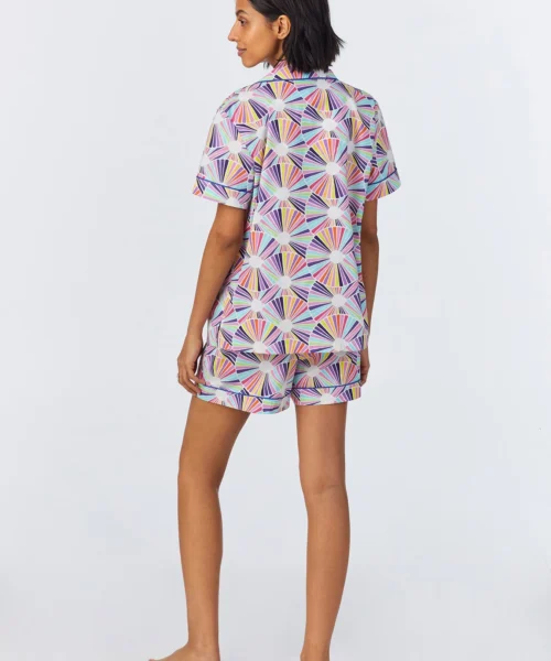 BedHead X Trina Turk Fanfare Short Sleeve Classic Woven Cotton Poplin Shorty PJ Set -Bedheadpjs Pajama Shop 46 BH240111 1269B FANFARE 051 3