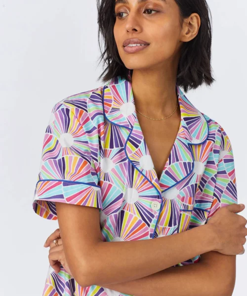 BedHead X Trina Turk Fanfare Short Sleeve Classic Woven Cotton Poplin Shorty PJ Set -Bedheadpjs Pajama Shop 46 BH240111 1269B FANFARE 059 4