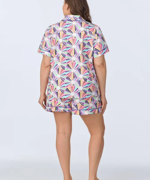BedHead X Trina Turk Fanfare Short Sleeve Classic Woven Cotton Poplin Shorty PJ Set -Bedheadpjs Pajama Shop 46 plus size BH240111 1269B FANFARE 987 3