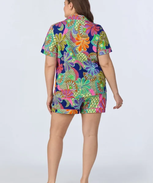 BedHead X Trina Turk Zanzibar Short Sleeve Classic Shorty Stretch Jersey PJ Set 9 BedHead X Trina Turk Zanzibar Short Sleeve Classic Shorty Stretch Jersey PJ Set -Bedheadpjs Pajama Shop 46 plus size BH240112 1272B ZANZIBAR 655 3