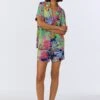 BedHead X Trina Turk Zanzibar Short Sleeve Classic Shorty Stretch Jersey PJ Set