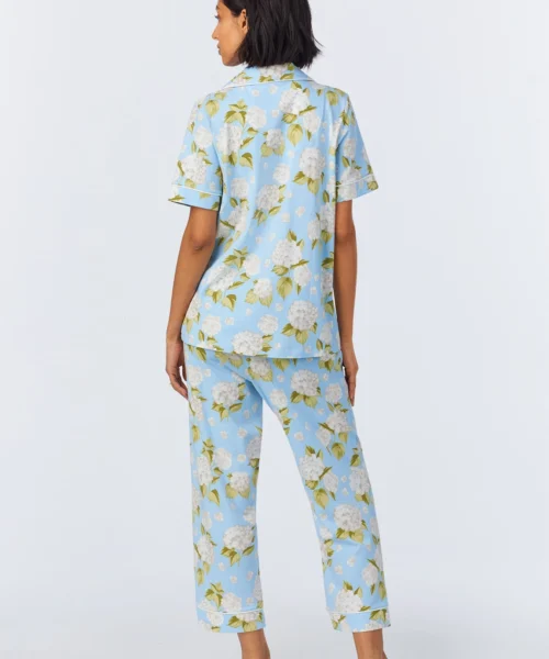 Blue Blossom Bliss Short Sleeve Classic Stretch Jersey Cropped PJ Set -Bedheadpjs Pajama Shop 48 BH270127 1311B BLUE BLOSSOM BLISS 015 3