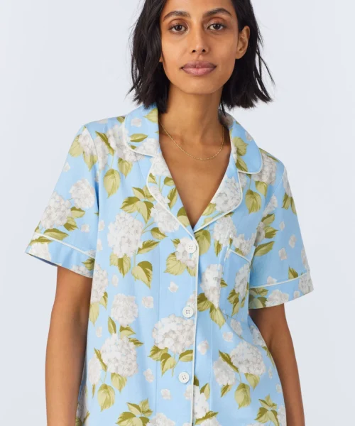 Blue Blossom Bliss Short Sleeve Classic Stretch Jersey Cropped PJ Set -Bedheadpjs Pajama Shop 48 BH270127 1311B BLUE BLOSSOM BLISS 022 4
