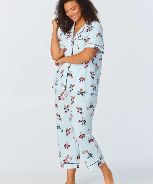 Bedhead X Bronwyn Newport Slam Dunk Short Sleeve Classic Stretch Jersey Cropped PJ Set -Bedheadpjs Pajama Shop 52 plus size BH270102 1235B SLAM DUNK 1051 1