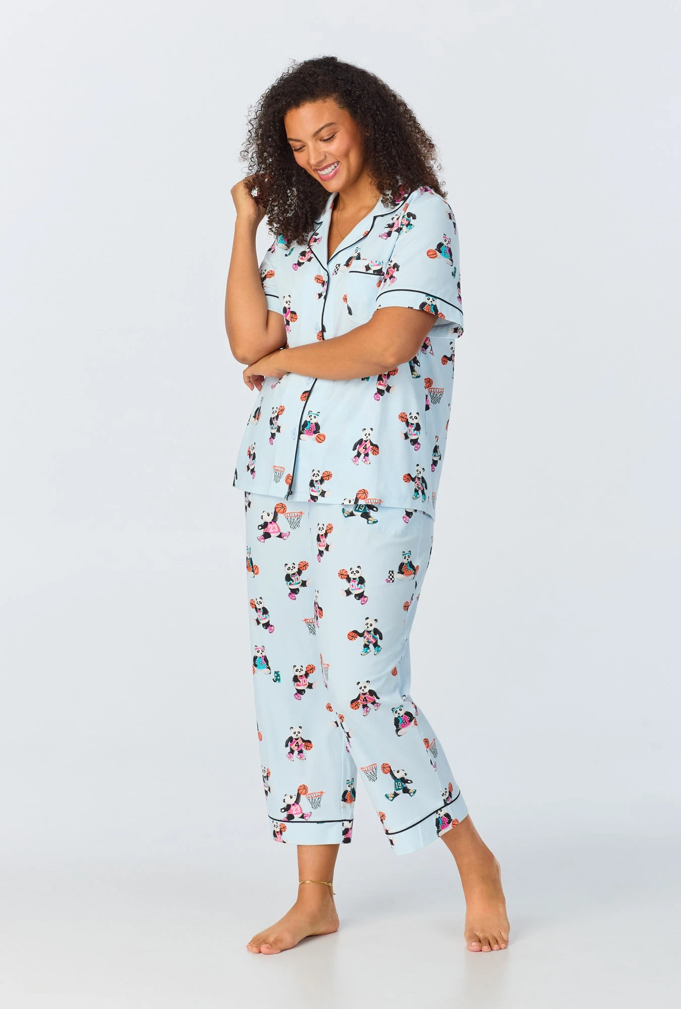 Bedhead X Bronwyn Newport Slam Dunk Short Sleeve Classic Stretch Jersey Cropped PJ Set - Image 4
