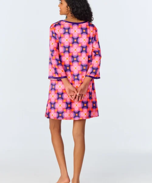 BedHead X Trina TurkSpace Cat Short Sleeve Classic Woven Washable Silk Caftan -Bedheadpjs Pajama Shop 55 BH560078 1181B SPACE CAT 1889 3