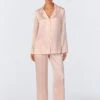 Light Pink Long Sleeve Classic Washable Silk PJ Set