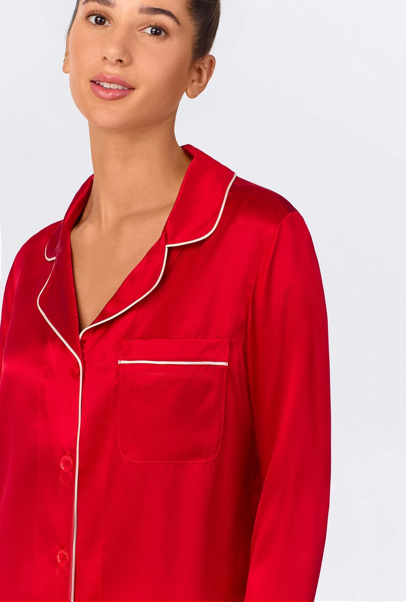 Red Long Sleeve Classic Washable Silk PJ Set 4 Red Long Sleeve Classic Washable Silk PJ Set - Image 4