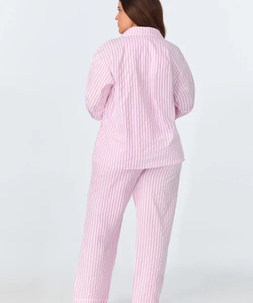 Pink 3D Stripe Long Sleeve Classic Woven Cotton Sateen PJ Set 13 Pink 3D Stripe Long Sleeve Classic Woven Cotton Sateen PJ Set -Bedheadpjs Pajama Shop 59 BH2921300 043B PINK 3D STRIPE 1329 3