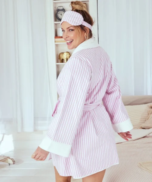 Pink 3D Stripe French Terry Lined Robe -Bedheadpjs Pajama Shop 5 plus size BH3221300 043B PINK3DSTRIPE 0073 2e31c32a 04a5 47f5 ad9d 44e7d4ef96a8