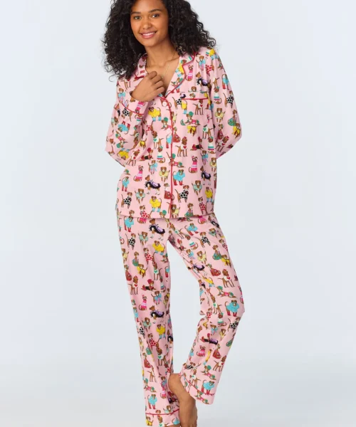 Bedhead X Bronwyn Newport Chic Boxers Long Sleeve Classic Stretch Jersey PJ Set