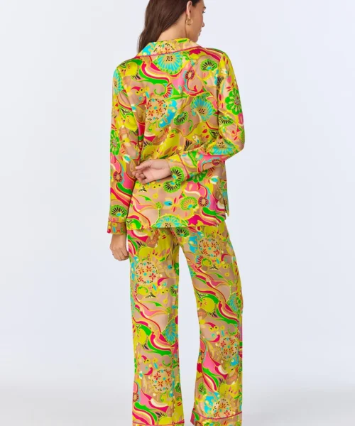 BedHead X Trina Turk Heritage Long Sleeve Classic Woven Washable Silk Satin PJ Set -Bedheadpjs Pajama Shop 62 BH290107 1262B HERITAGE 420 3