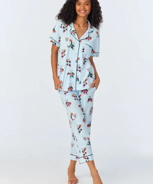 Bedhead X Bronwyn Newport Slam Dunk Short Sleeve Classic Stretch Jersey Cropped PJ Set