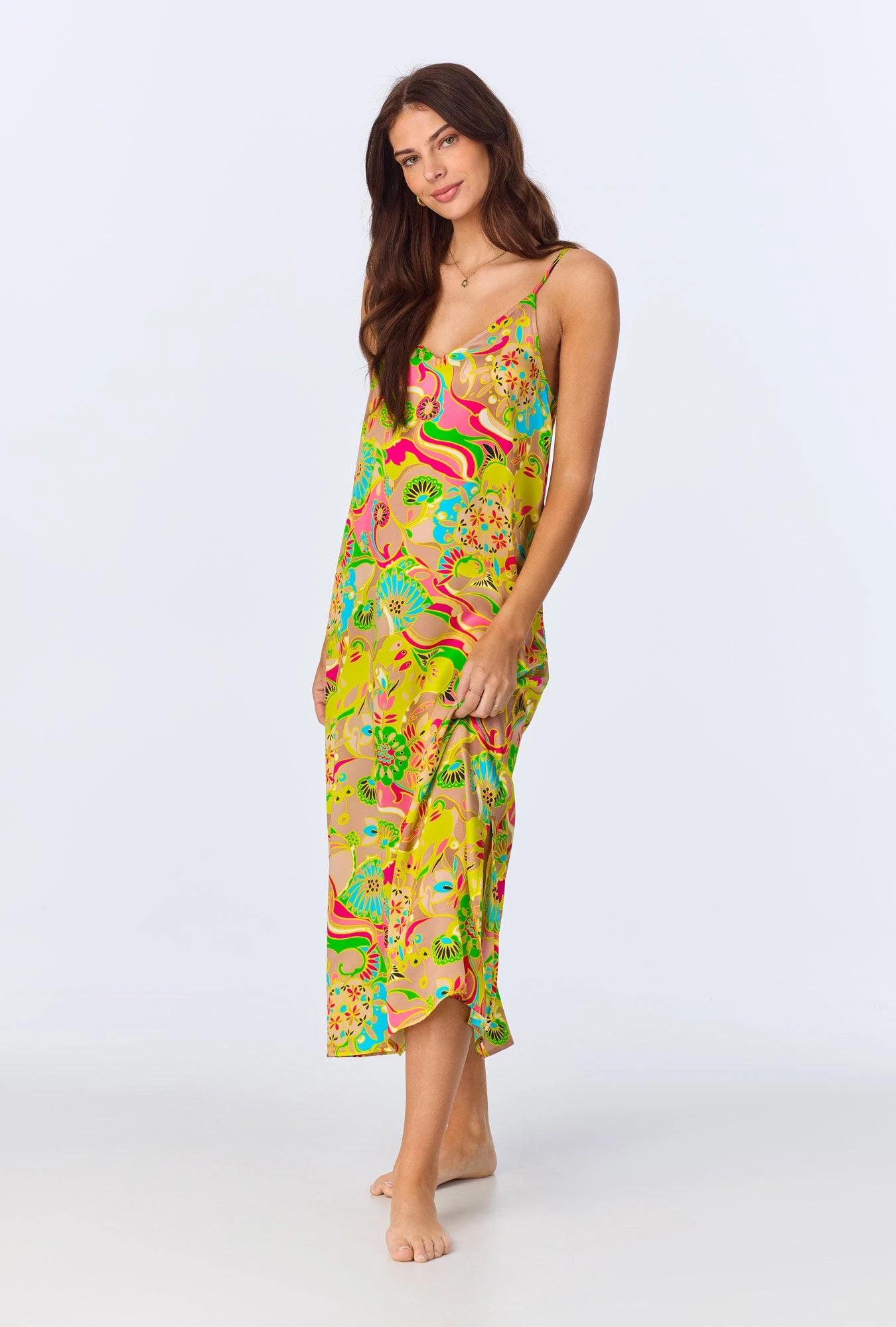 BedHead X Trina Turk Heritage Woven Washable Silk Satin Chemise 2 BedHead X Trina Turk Heritage Woven Washable Silk Satin Chemise - Image 2