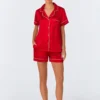 Red Short Sleeve Classic Shorty Washable Silk PJ Set