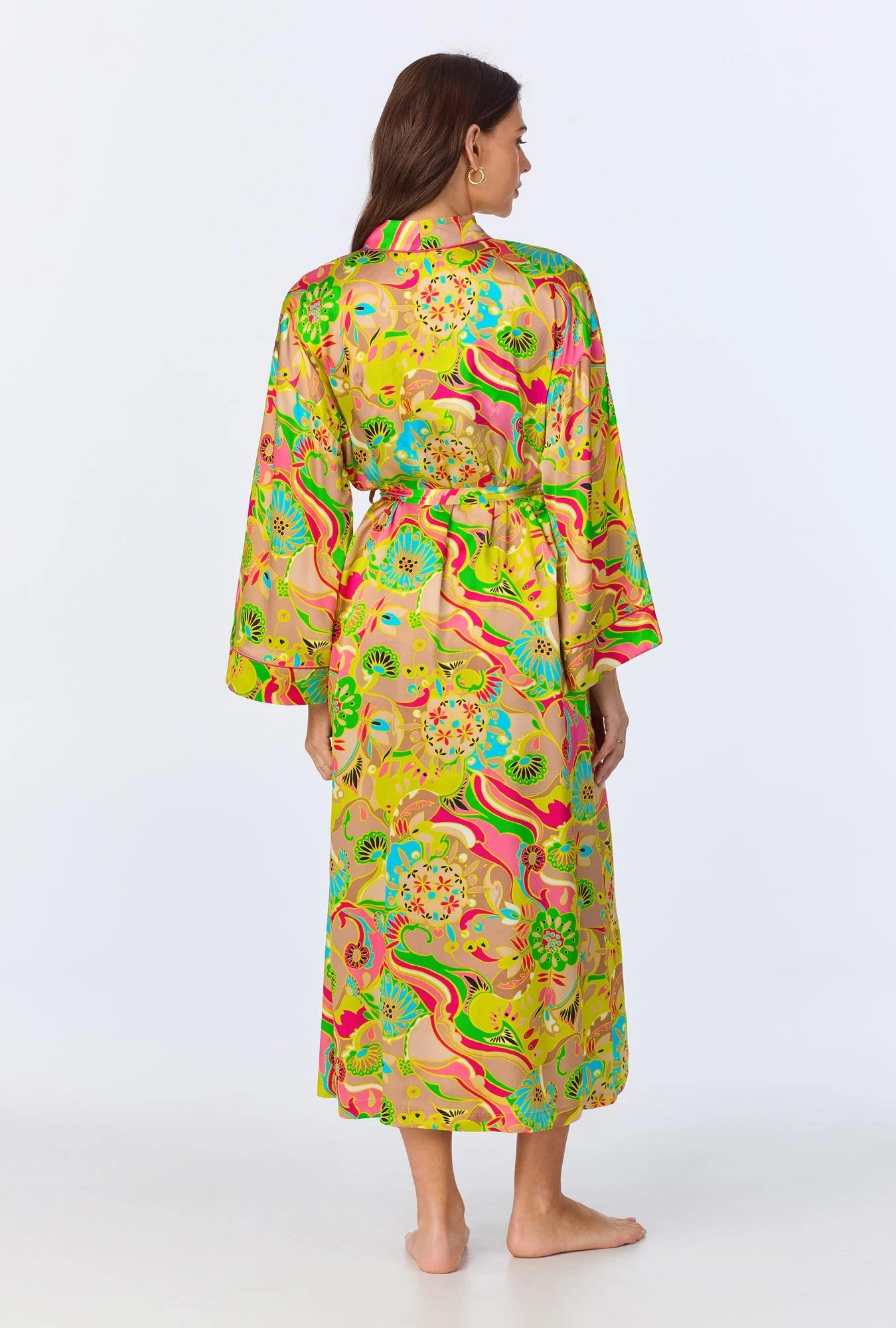 BedHead X Trina Turk Heritage Woven Washable Silk Satin Robe 3 BedHead X Trina Turk Heritage Woven Washable Silk Satin Robe - Image 3