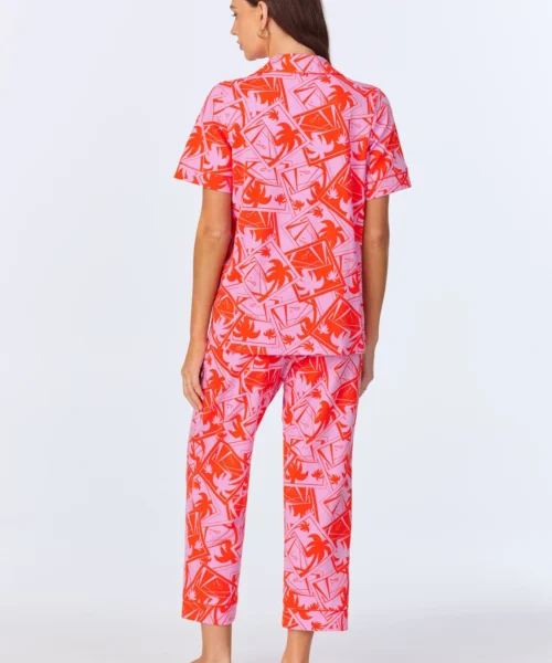 BedHead X Trina Turk Pink Tennis Court Short Sleeve Classic Stretch Jersey Cropped PJ Set 9 BedHead X Trina Turk Pink Tennis Court Short Sleeve Classic Stretch Jersey Cropped PJ Set -Bedheadpjs Pajama Shop 65 BH270108 1263B PINK TENNIS COURT 4