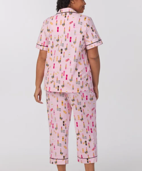 Pretty In Pink Short Sleeve Classic Stretch Jersey Cropped PJ Set 9 Pretty In Pink Short Sleeve Classic Stretch Jersey Cropped PJ Set -Bedheadpjs Pajama Shop 65 plus size BH270073 1163B PRETTY IN PINK 066 3