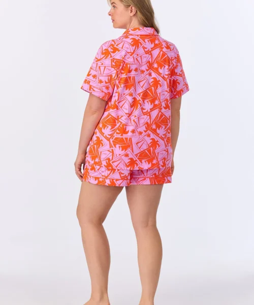 BedHead X Trina Turk Pink Tennis Court Sleeve Classic Shorty Stretch Jersey PJ Set -Bedheadpjs Pajama Shop 66 plus size BH240108 1263B PINK TENNIS COURT 356 3